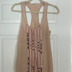 Twelfth Street by Cynthia Vincent Silk Embellished Racerback Tank Top